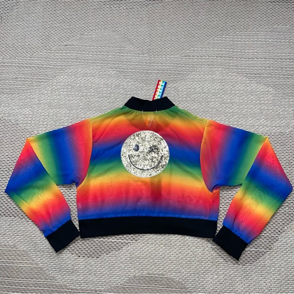 Marek+Richard Smile Rainbow Mesh Crop Bomber
Jacket Sz L Multi - Picture 10 of 11
